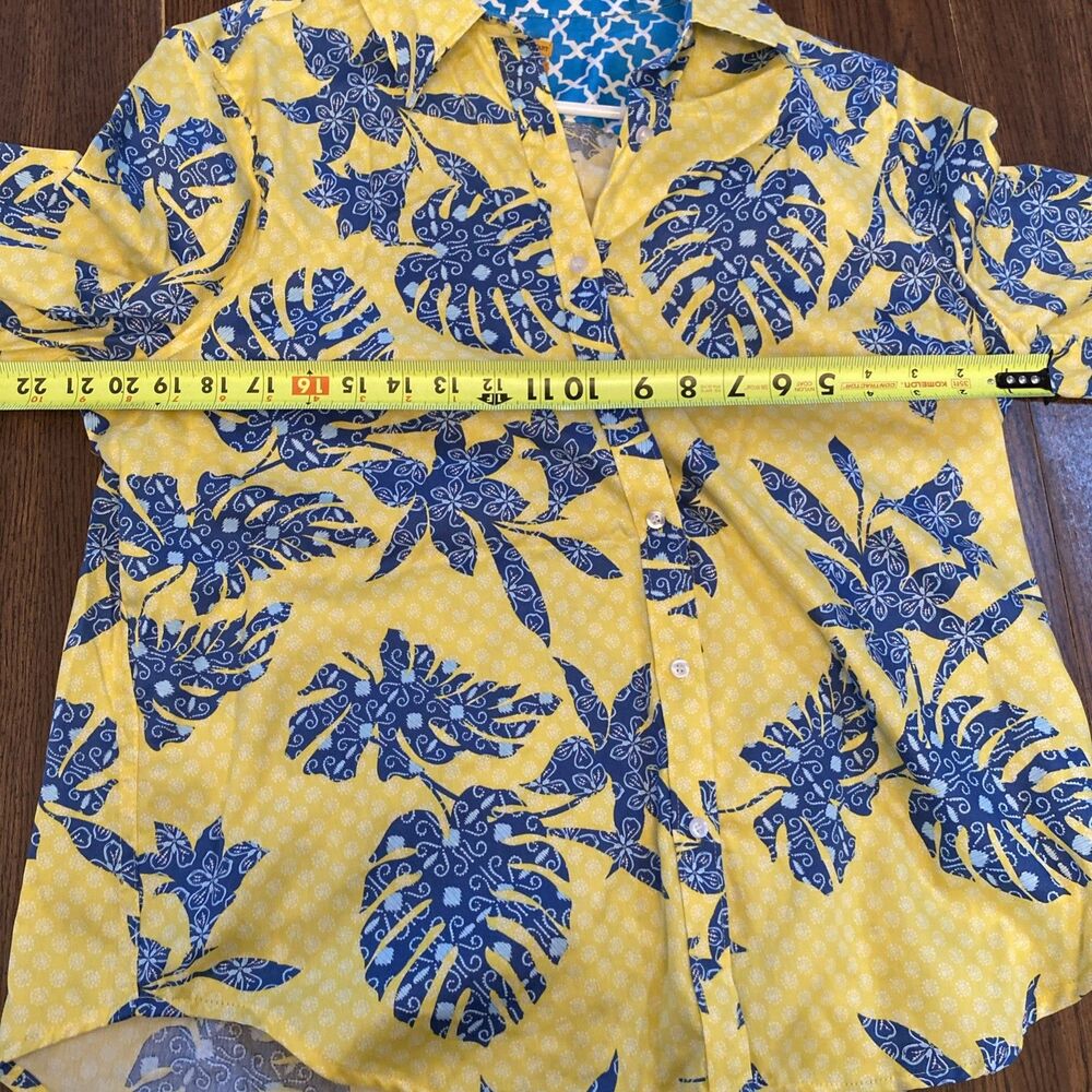 Ruby Rd. Women’s Size 16 Button Up Shirt Long Sleeve Yellow Colorful - Picture 9 of 10